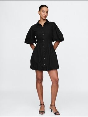 Gap Black Bubble Mini Shirtdress Shirt Dress NWT